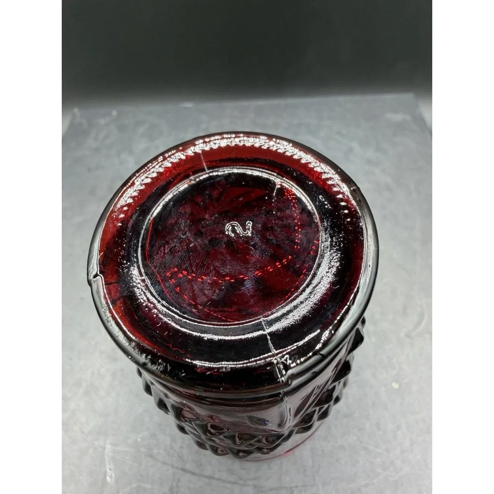❤️Vintage Ruby Red Pressed Glass Toothpick / Votive Holder Elegant Collectible